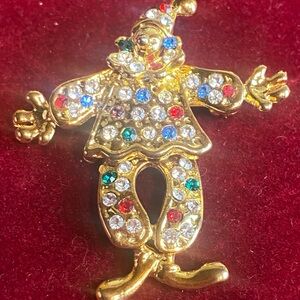 🍒3 for $33 🍒 Clown Movable Legs BROOCH PIN Rhinestones